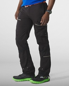 Metal zippers and grommets give a modern moto-inspired look to an essential cargo pant in lightweight cotton poplin. Metal zippers and grommets give a modern moto-inspired look to an essential cargo pant in lightweight cotton poplin.