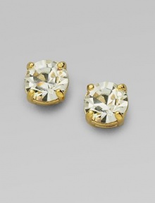 A simple touch of hand-crafted elegance in sparkling faceted glass. Glass 12k goldplated Diameter, about ½ 14k gold-filled post back Imported A simple touch of hand-crafted elegance in sparkling faceted glass. Glass 12k goldplated Diameter, about ½ 14k gold-filled post back Imported