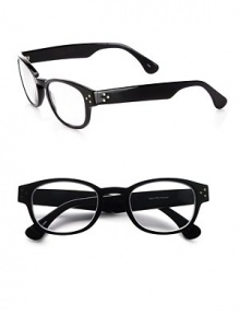 A stylish, fashion-forward reading accompaniment in shiny black acetate. Available in 1.5 and 2.0 magnificationsNailhead temple detailAcetateImported A stylish, fashion-forward reading accompaniment in shiny black acetate. Available in 1.5 and 2.0 magnificationsNailhead temple detailAcetateImported