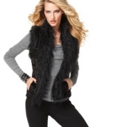 Two types of sumptuous faux fur create a luxurious effect on INC's stylish vest. It's the must-have layering piece of the season!