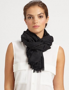 A jacquard logo design lends this cotton and silk wrap a touch of authentic style.Silk/Cotton28 X 80Dry cleanImported A jacquard logo design lends this cotton and silk wrap a touch of authentic style.Silk/Cotton28 X 80Dry cleanImported