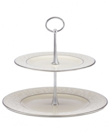 Welcome guests to the table with the formal elegance of Pearl Innocence dinnerware from Lenox. This fine bone china server combines a graceful tone-on-tone design with hand enameled accents and bands of polished platinum. Welcome guests to the table with the formal elegance of Pearl Innocence dinnerware from Lenox. This fine bone china server combines a graceful tone-on-tone design with hand enameled accents and bands of polished platinum.