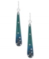 Deep blue sea hues from Kenneth Cole New York. These linear earrings feature blue green resin drops accented with pave crystals. Approximate drop: 2-1/4 inches.