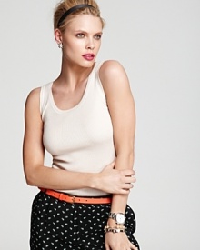 A silk and cashmere ribbed Magaschoni tank is the perfect wardrobe update, luxurious and lovely under plush cardis. Workday or weekend, your style has reached sublime. A silk and cashmere ribbed Magaschoni tank is the perfect wardrobe update, luxurious and lovely under plush cardis. Workday or weekend, your style has reached sublime.