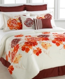 Cheerful and inviting, the Savannah comforter set blooms with charm. Printed roses cast a painterly allure with beautiful brushstrokes in warm, welcoming tones. A chocolate bedskirt and European shams frame this ensemble for a look you'll love coming home to. Cheerful and inviting, the Savannah comforter set blooms with charm. Printed roses cast a painterly allure with beautiful brushstrokes in warm, welcoming tones. A chocolate bedskirt and European shams frame this ensemble for a look you'll love coming home to.
