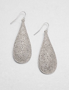 From the Social Graces Collection. A modern and sparkling design with pavé stones set in a feminine teardrop shape. Glass stonesWhite metalDrop, about 2.5Hook backImported From the Social Graces Collection. A modern and sparkling design with pavé stones set in a feminine teardrop shape. Glass stonesWhite metalDrop, about 2.5Hook backImported