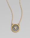 From the Imperial Collection. Brilliant pavé diamonds form an elegant clover set on a round silver disc, suspended from an elegant cable chain. Diamonds, 0.07 tcw 24k yellow gold and silvertone Length, about 15 - 17 Pendant diameter, about ¾ Lobster clasp Imported 