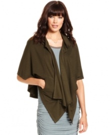 A hot layering piece, draped details add edge to this RACHEL Rachel Roy hooded sweater!