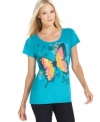 Flit easily from weekday errands to weekend relaxing in this butterfly-printed tee from Style&co.