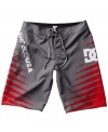 Get edgy. Add some flair to your swim style with these comfortable patterned board shorts from DC Shoes.