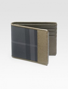 Iconic style that never fades, finely-crafted in checked PVC. Bill compartment Six card slots 3 X 4 Imported Iconic style that never fades, finely-crafted in checked PVC. Bill compartment Six card slots 3 X 4 Imported
