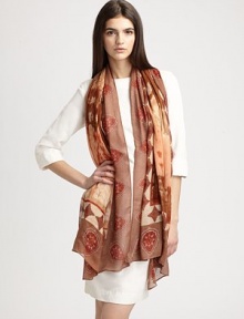 Truly wearable art, this pretty watercolor-inspired print features a intricately, detailed border. RayonAbout 40 X 74Hand washImported Truly wearable art, this pretty watercolor-inspired print features a intricately, detailed border. RayonAbout 40 X 74Hand washImported