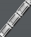 Pull your look together with structured style. Men's bracelet features a modern cable link design set in sterling silver and stainless steel. Approximate length: 8-1/2 inches.