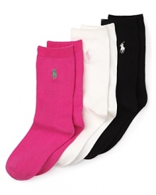 Ralph Lauren Childrenswear 3 Pack Flat Knit Socks - Girls 7-16 Ralph Lauren Childrenswear 3 Pack Flat Knit Socks - Girls 7-16