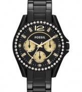 Bold black and rich gold create a stunning combo on this glistening Riley watch from Fossil.