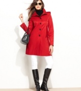 DKNY's sleek raincoat brightens up cloudy days! In a choice of chic colors and a low price, it's an easy essential that keeps you stylish through the season.