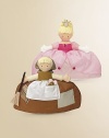 Reversible doll has two contrasting outfits in one: Cinderella in taffeta and cotton rag dress with kerchief, mouse and broomstick; and the princess beauty in a taffeta and organza gown. 10H X 10W X 2½D Imported Recommended for ages 2 and up