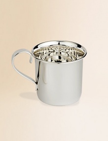 Gleaming sterling silver cup is practical today and a keepsake forever, destined to be passed down through generations. 7.1 oz capacity 2¾H X 2¾ diam Made in Spain Gleaming sterling silver cup is practical today and a keepsake forever, destined to be passed down through generations. 7.1 oz capacity 2¾H X 2¾ diam Made in Spain