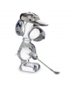 Snoopy concentrates on a hole in one, perfecting his form in this exquisite crystal figurine from Baccarat. With silvertone hat and golf club.