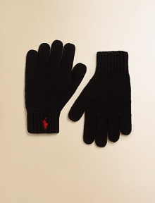 Crafted from luxuriously soft merino wool, a cozy pair of gloves offers stylish warmth as the temperature drops.Ribbed cuffs with embroidered ponyWoolDry cleanImported