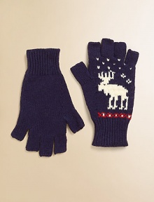 A festive glove exudes modern heritage style, knit in a preppy Fair Isle moose pattern with a cool fingerless silhouette.Allover Fair Isle knitSewn finger edgesSolid ribbed cuffCotton/WoolHand washImported A festive glove exudes modern heritage style, knit in a preppy Fair Isle moose pattern with a cool fingerless silhouette.Allover Fair Isle knitSewn finger edgesSolid ribbed cuffCotton/WoolHand washImported