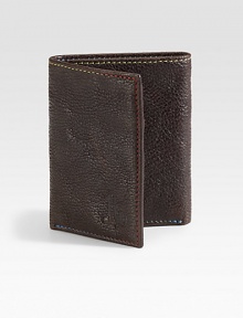 Remarkable craftsmanship and attention to detail is highlighted in this tri-fold design of vegetable leather with a digital printed leather lining, neatly storing and organizing your cash and credit cards with style and sophistication.One billfold compartmentNine card slotsCotton twill/leather liningLeather4W x 3HImported Remarkable craftsmanship and attention to detail is highlighted in this tri-fold design of vegetable leather with a digital printed leather lining, neatly storing and organizing your cash and credit cards with style and sophistication.One billfold compartmentNine card slotsCotton twill/leather liningLeather4W x 3HImported