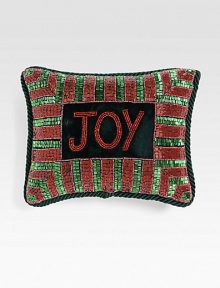 EXCLUSIVELY AT SAKS. A classic holiday message is at the center of this hand-beaded pillow in soft velvet, from renowned designer Sudha Pennathur. Hand-beaded8 X 10Velvet with polyester insertDry cleanImported