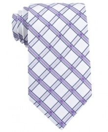 With fine lines of bright color, this Club Room tie is a cool new remix on your classic grid tie.
