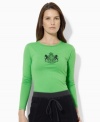 Lauren by Ralph Lauren's iconic beaded and embroidered crest imbues the classic long-sleeved tee in smooth cotton jersey with a chic heritage feel.