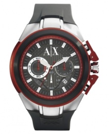 Hit the streets with precision with AX Armani Exchange. This durable sports watch features bold reds and classic chronograph tech.