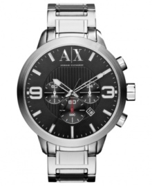 Get the look of rugged precision with this classically styled steel watch from AX Armani Exchange.