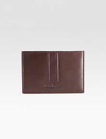 Keep credit cards close by in this rich Italian leather case. Embossed logo Stitch detail Two credit card slots 4¼W X 3H Made in Italy Keep credit cards close by in this rich Italian leather case. Embossed logo Stitch detail Two credit card slots 4¼W X 3H Made in Italy