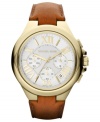 A timeless leather timepiece designed for casual style from Michael Kors' Camille collection.