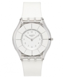 Stay stunning in white with this classic White Classiness collection Swatch watch.