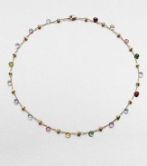 From the Paradise Collection. Faceted semi-precious stones on an 18k gold link chain with beautifully textured separators. May include amethyst, light amethyst, green amethyst, iolite, garnet, green garnet, orange garnet, tourmalines, citrine, lemon citrine, peridot, pink quartz, smoky quartz and topaz18k goldLength, about 18Lobster clasp closureMade in Italy