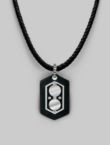A modern look inspired by the military dogtag design, crafted in leather with sterling silver detail. From the Men's Dot Collection Leather Sterling silver Leather cord length, 20 Pendant, 2 X 1 Lobster clasp Imported A modern look inspired by the military dogtag design, crafted in leather with sterling silver detail. From the Men's Dot Collection Leather Sterling silver Leather cord length, 20 Pendant, 2 X 1 Lobster clasp Imported