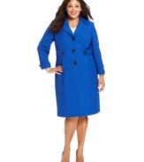A chic combination for the office or any occasion, Evan Picone's plus size coat and coordinating skirt make a stylish and colorful statement.
