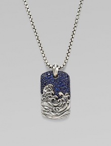 A contemporary dog tag design set in sterling silver and sapphire.SapphireSterling silverLength, about 22Imported A contemporary dog tag design set in sterling silver and sapphire.SapphireSterling silverLength, about 22Imported