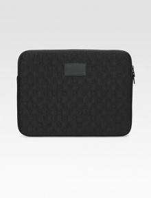 Letter-perfect protection for any standard laptop computer in debossed neoprene. Zip closure Leather logo patch 15¼ X 11½ Imported Letter-perfect protection for any standard laptop computer in debossed neoprene. Zip closure Leather logo patch 15¼ X 11½ Imported