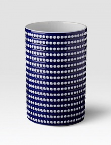 From the Perlee Bleu collection, inspired by the blue horizons and white domes of the Grecian Islands, this dotted vase is a perfect accent, filled with flowers or not.Hand-painted Limoges porcelain5 X 8Dishwasher safeMade in Portugal From the Perlee Bleu collection, inspired by the blue horizons and white domes of the Grecian Islands, this dotted vase is a perfect accent, filled with flowers or not.Hand-painted Limoges porcelain5 X 8Dishwasher safeMade in Portugal