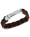 It's a wrap. This trendy, yet understated, men's wrap bracelet features a brown leather band and stainless steel clasp for a stylish last-minute touch. Approximate length: 8-1/4 inches.
