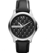 For the man looking for black tie-ready style: a handsome leather watch from AX Armani Exchange.