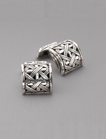 Sterling silver woven bamboo square cuff links. Handmade Imported Sterling silver woven bamboo square cuff links. Handmade Imported