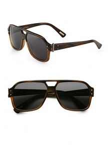 A modern rendition of the signature aviator frame crafted in lightweight resin with metal hardware detail for a sharp finish. Available in shiny brown horn frames with gradient smoke lenses.Resin100% UV ProtectionMade in Italy A modern rendition of the signature aviator frame crafted in lightweight resin with metal hardware detail for a sharp finish. Available in shiny brown horn frames with gradient smoke lenses.Resin100% UV ProtectionMade in Italy