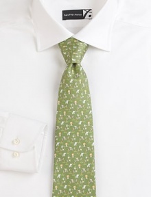 A signature statement in beautifully crafted Italian silk with an array of whimsical animal prints to complete a safari-inspired theme.SilkDry cleanMade in Italy A signature statement in beautifully crafted Italian silk with an array of whimsical animal prints to complete a safari-inspired theme.SilkDry cleanMade in Italy