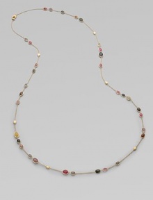 Beautiful sapphires in a multitude of colors set in radiant, hand engraved, 18k gold on a delicate link chain. Multi-color sapphires18k goldLength, about 36Lobster clasp closureMade in Italy Beautiful sapphires in a multitude of colors set in radiant, hand engraved, 18k gold on a delicate link chain. Multi-color sapphires18k goldLength, about 36Lobster clasp closureMade in Italy