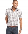 Get a head-start on laid-back weekend style in this plaid shirt from Nautica.