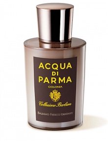 Collezione Barbiere offers the ultimate in men's grooming. Fresh Moisturizing Balm is quickly absorbed by skin for emollient and protective benefits. Ideal for normal or dry skin. Prevents ingrown hairs. 3.4 oz. Collezione Barbiere offers the ultimate in men's grooming. Fresh Moisturizing Balm is quickly absorbed by skin for emollient and protective benefits. Ideal for normal or dry skin. Prevents ingrown hairs. 3.4 oz.