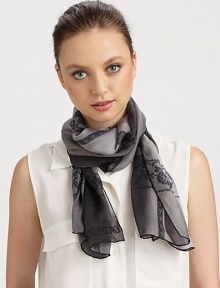 EXCLUSIVELY AT SAKS.COM. Semi-sheer and supremely stunning in sumptuous silk with printed lace and embroidered logo.Silk27.6 X 70.9Dry cleanMade in Italy EXCLUSIVELY AT SAKS.COM. Semi-sheer and supremely stunning in sumptuous silk with printed lace and embroidered logo.Silk27.6 X 70.9Dry cleanMade in Italy