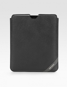 Fine saffiano leather with signature detail. Nylon lining 8W X 10H Made in Italy Fine saffiano leather with signature detail. Nylon lining 8W X 10H Made in Italy